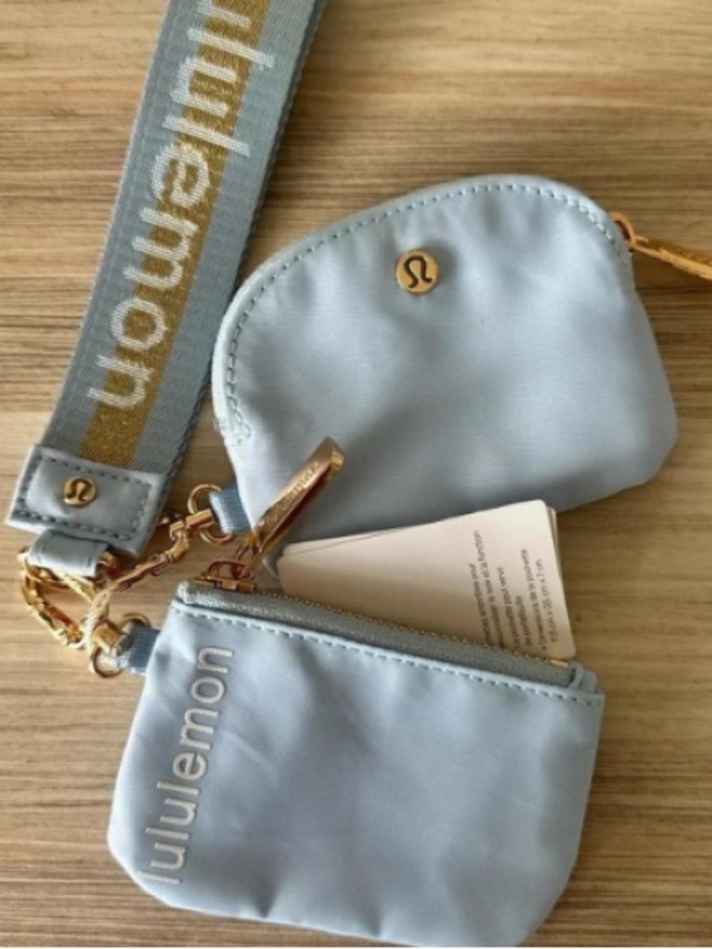 lululemon athletica Light Blue Double Pouch Wristlet Wallet Keychain